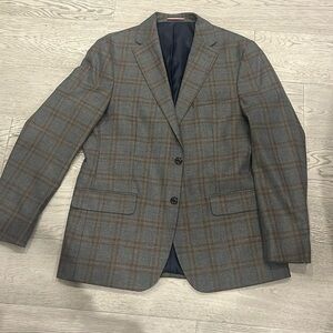 Tommy Hilfiger Mens Grid Two Button Blazer Jacket